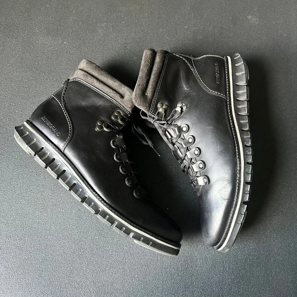 Cole Haan Zerogrand Mens Black Leather Boots C30103 Size 9.5 M
